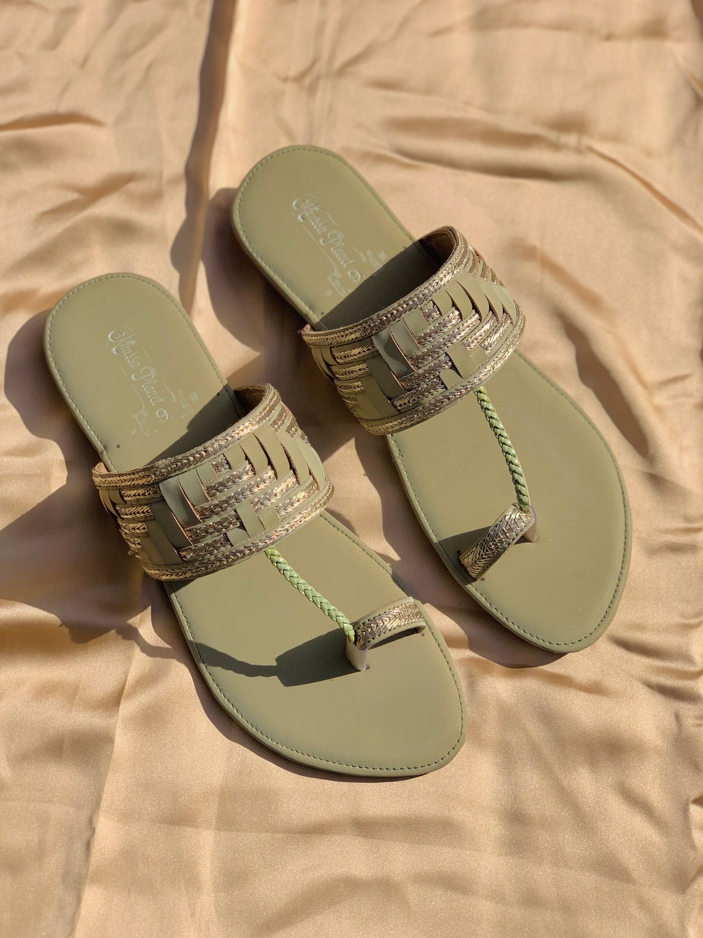 Handmade Green Tila Kolapuri for Women – Traditional Comfortable Flats