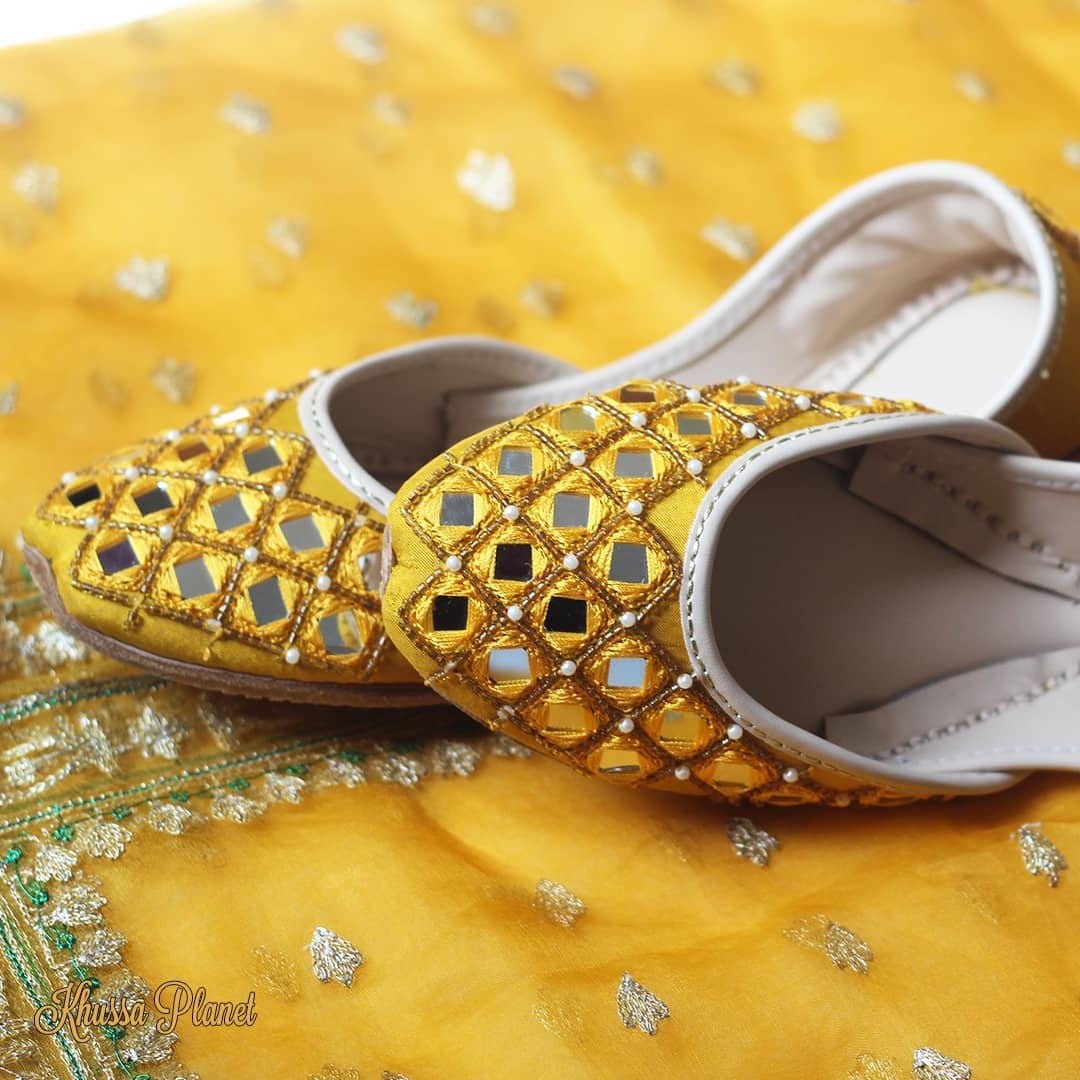 Vibrant Yellow Work Khussa