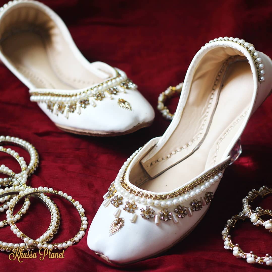 White Dabka work Khussa