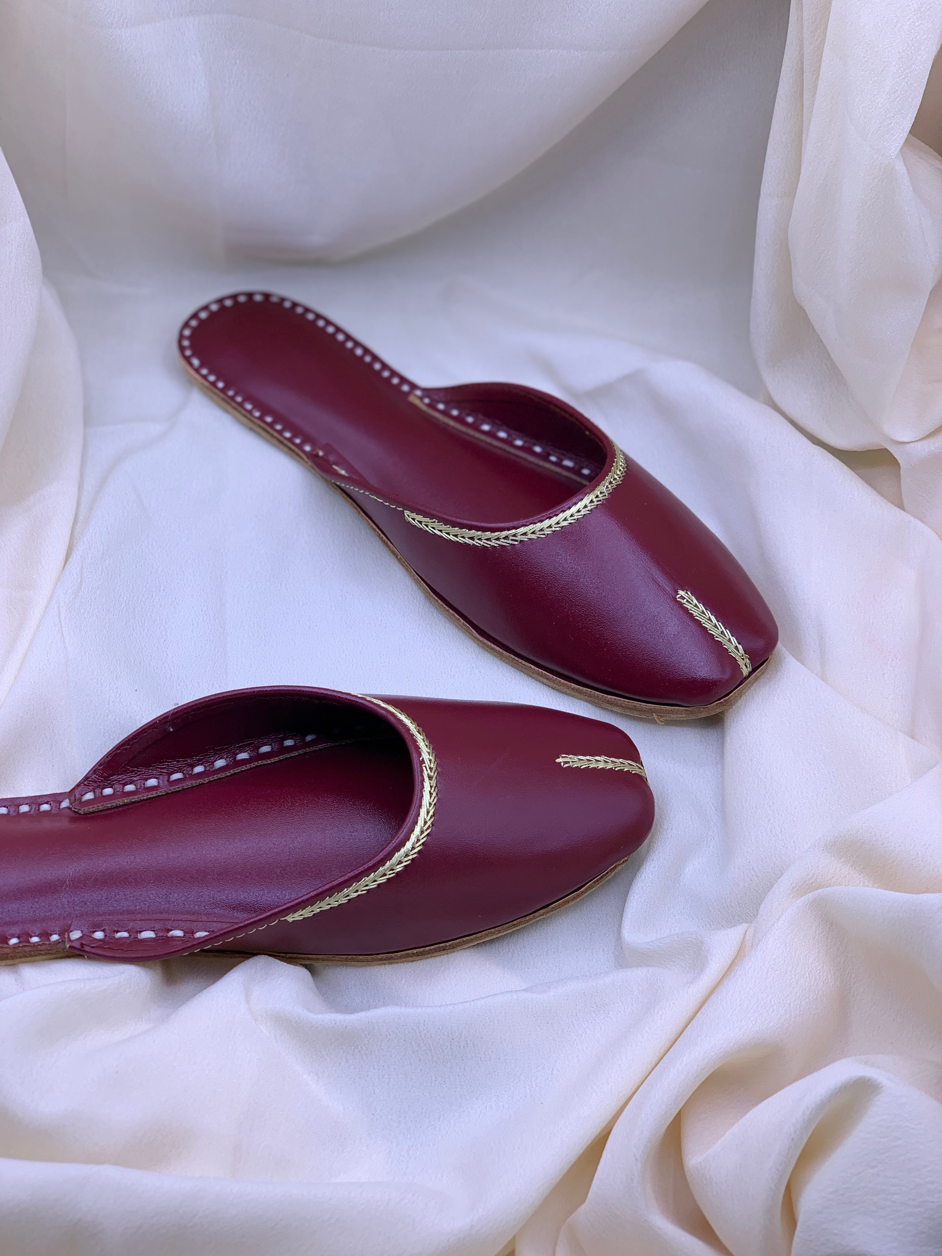 Classic Handcrafted Maroon Open Khussa | Elegant  Traditional Footwear
