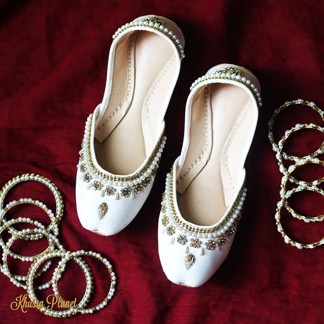White Dabka work Khussa