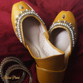 Yellow pearl dabka work khussa