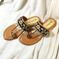 Black Velvet Hand-Embroidered Kolhapuri Sandals – Golden Floral Design