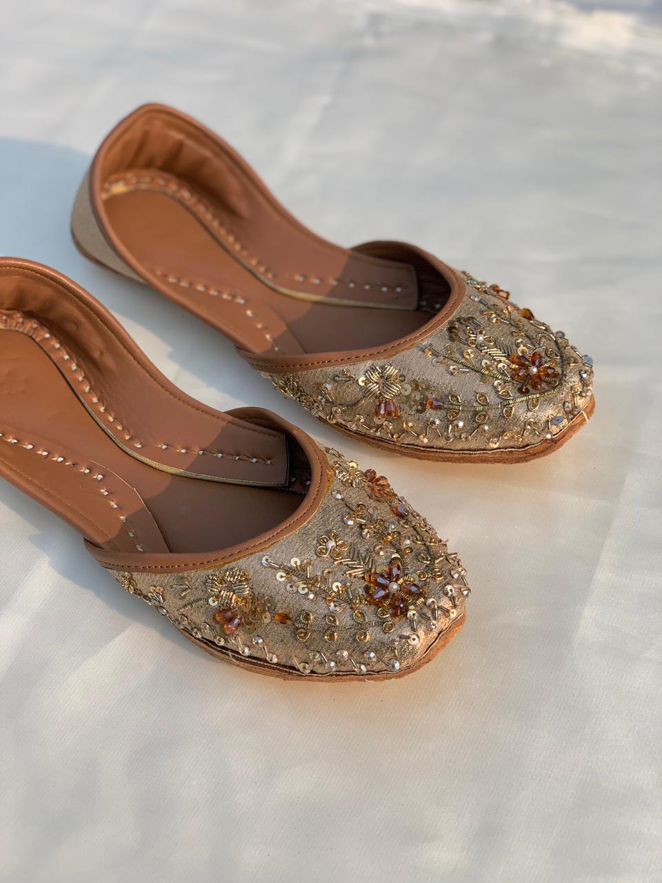 Golden Glow Hand-Embroidered Khussa