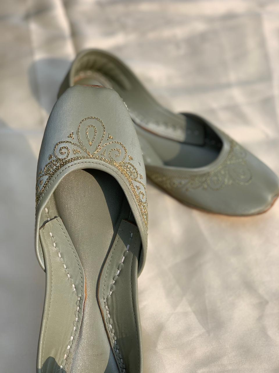 Khussa Planet Aari Tilla (mint green)