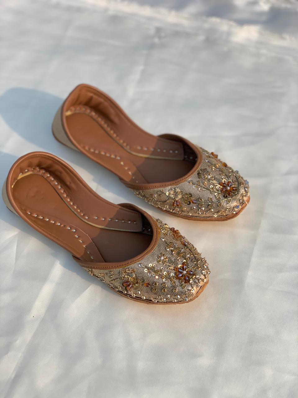 Golden Glow Hand-Embroidered Khussa